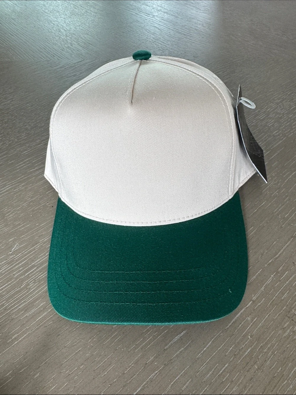 New Two-Tone Baseball Cap in Cream and Forest Green A-Frame SnapBack